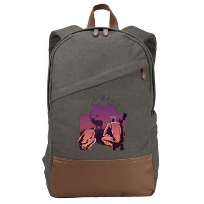 Deer Hunting Scene Cotton Canvas Backpack