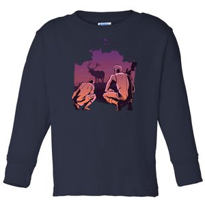 Deer Hunting Scene Toddler Long Sleeve Shirt