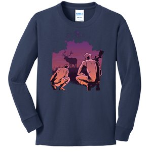 Deer Hunting Scene Kids Long Sleeve Shirt