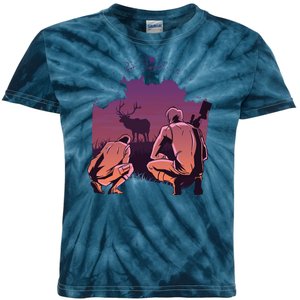 Deer Hunting Scene Kids Tie-Dye T-Shirt