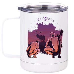 Deer Hunting Scene 12 oz Stainless Steel Tumbler Cup