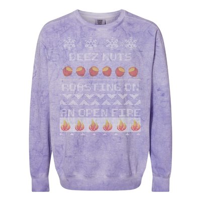 Deez Nuts Roasting On An Open Fire Ugly X-Mas Colorblast Crewneck Sweatshirt