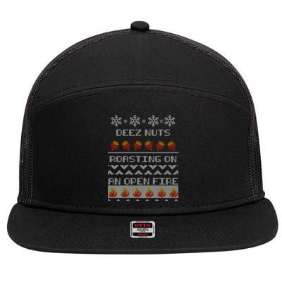 Deez Nuts Roasting On An Open Fire Ugly X-Mas 7 Panel Mesh Trucker Snapback Hat