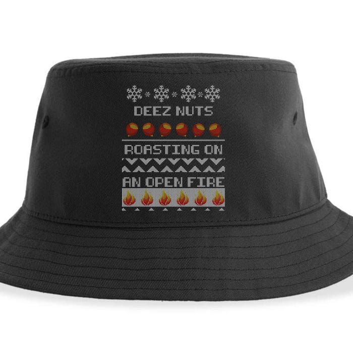 Deez Nuts Roasting On An Open Fire Ugly X-Mas Sustainable Bucket Hat