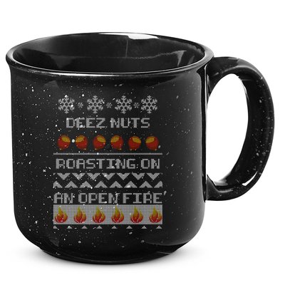 Deez Nuts Roasting On An Open Fire Ugly X-Mas 15oz Campfire Ceramic Mug