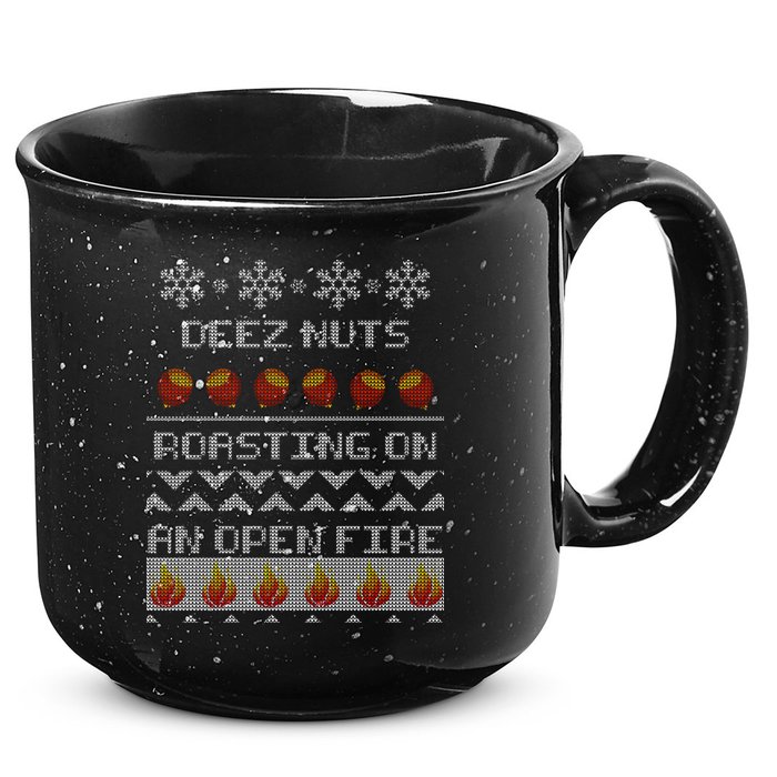 Deez Nuts Roasting On An Open Fire Ugly X-Mas 15oz Campfire Ceramic Mug