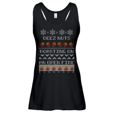 Deez Nuts Roasting On An Open Fire Ugly X-Mas Ladies Essential Flowy Tank