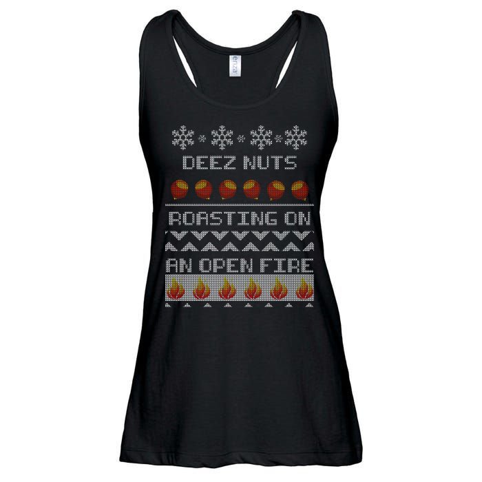 Deez Nuts Roasting On An Open Fire Ugly X-Mas Ladies Essential Flowy Tank