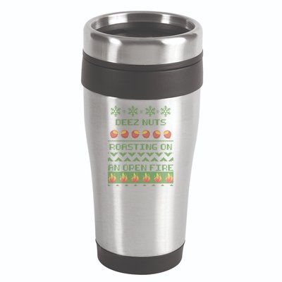 Deez Nuts Roasting On An Open Fire Ugly X-Mas 16oz Travel Tumbler