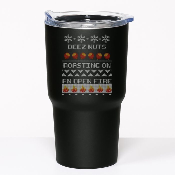 Deez Nuts Roasting On An Open Fire Ugly X-Mas Tumbler