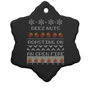 Deez Nuts Roasting On An Open Fire Ugly X-Mas Ceramic Star Ornament