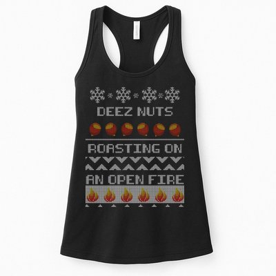 Deez Nuts Roasting On An Open Fire Ugly X-Mas Womens Tank Top