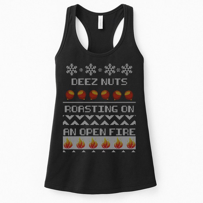 Deez Nuts Roasting On An Open Fire Ugly X-Mas Womens Tank Top