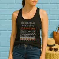Deez Nuts Roasting On An Open Fire Ugly X-Mas Womens Tank Top