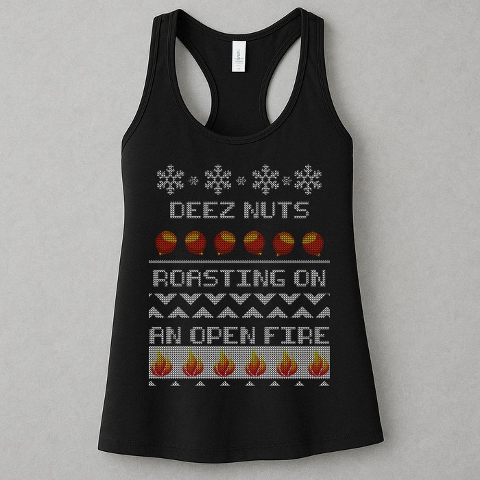 Deez Nuts Roasting On An Open Fire Ugly X-Mas Womens Tank Top