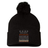 Deez Nuts Roasting On An Open Fire Ugly X-Mas Pom Pom 12in Knit Beanie