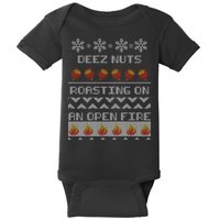 Deez Nuts Roasting On An Open Fire Ugly X-Mas Baby Bodysuit