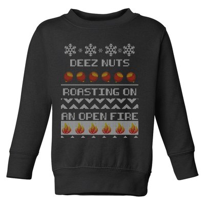 Deez Nuts Roasting On An Open Fire Ugly X-Mas Toddler Sweatshirt