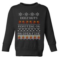 Deez Nuts Roasting On An Open Fire Ugly X-Mas Toddler Sweatshirt