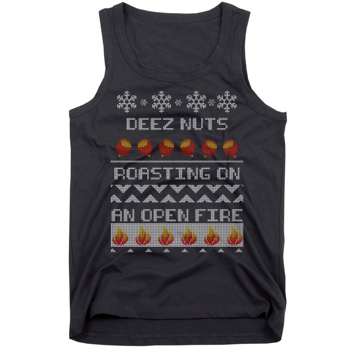 Deez Nuts Roasting On An Open Fire Ugly X-Mas Tank Top