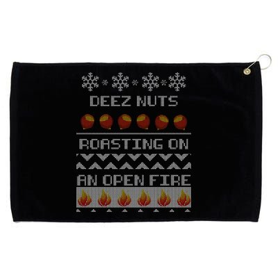 Deez Nuts Roasting On An Open Fire Ugly X-Mas Grommeted Golf Towel