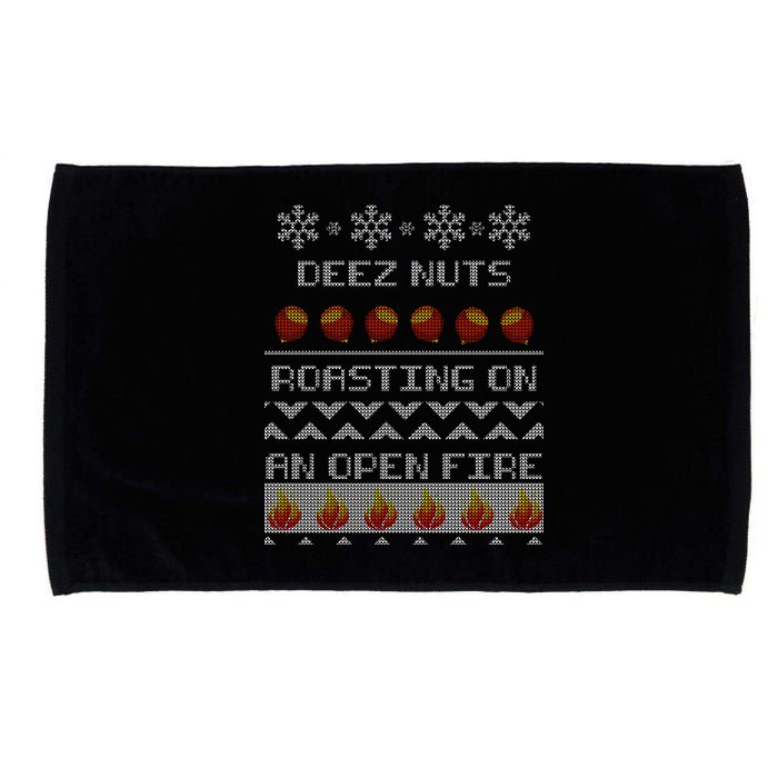 Deez Nuts Roasting On An Open Fire Ugly X-Mas Microfiber Hand Towel