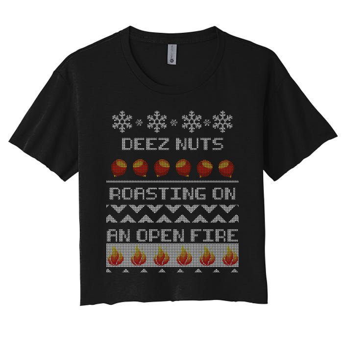 Deez Nuts Roasting On An Open Fire Ugly X-Mas Crop Top