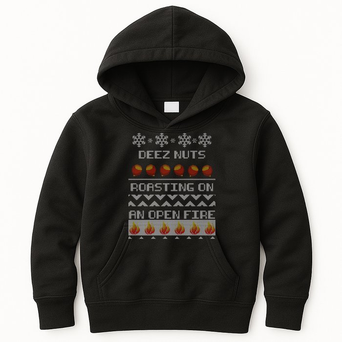 Deez Nuts Roasting On An Open Fire Ugly X-Mas Kids Hoodie