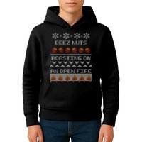 Deez Nuts Roasting On An Open Fire Ugly X-Mas Kids Hoodie
