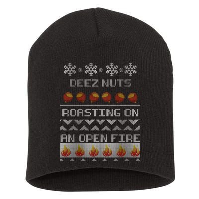 Deez Nuts Roasting On An Open Fire Ugly X-Mas Short Acrylic Beanie