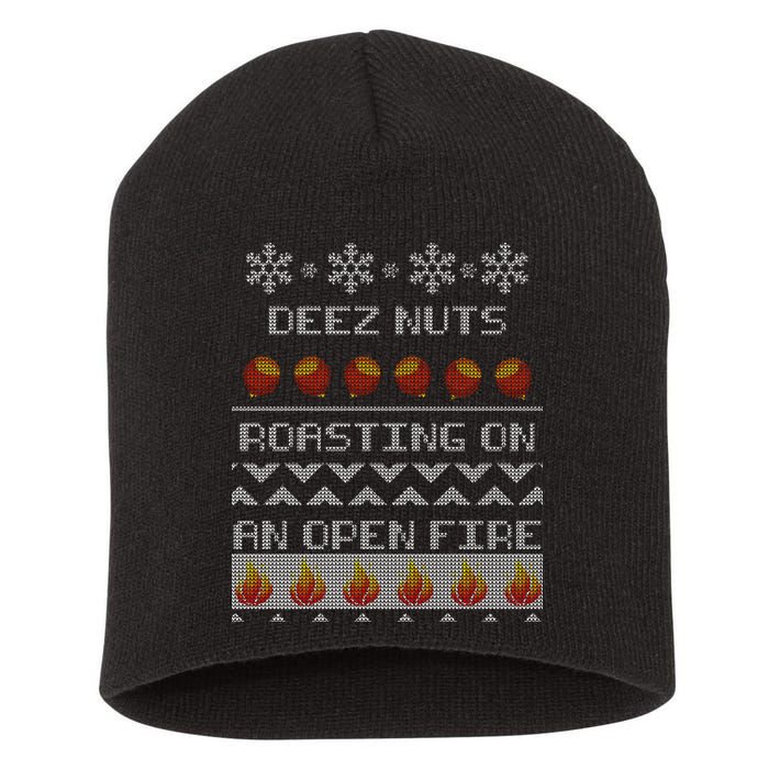 Deez Nuts Roasting On An Open Fire Ugly X-Mas Short Acrylic Beanie