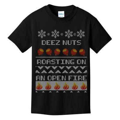 Deez Nuts Roasting On An Open Fire Ugly X-Mas Kids T-Shirt
