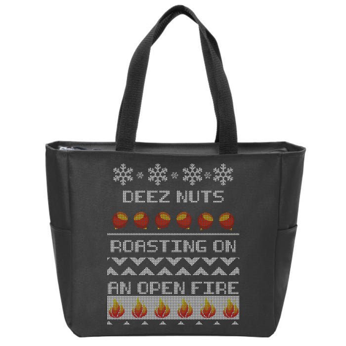 Deez Nuts Roasting On An Open Fire Ugly X-Mas Zip Tote Bag