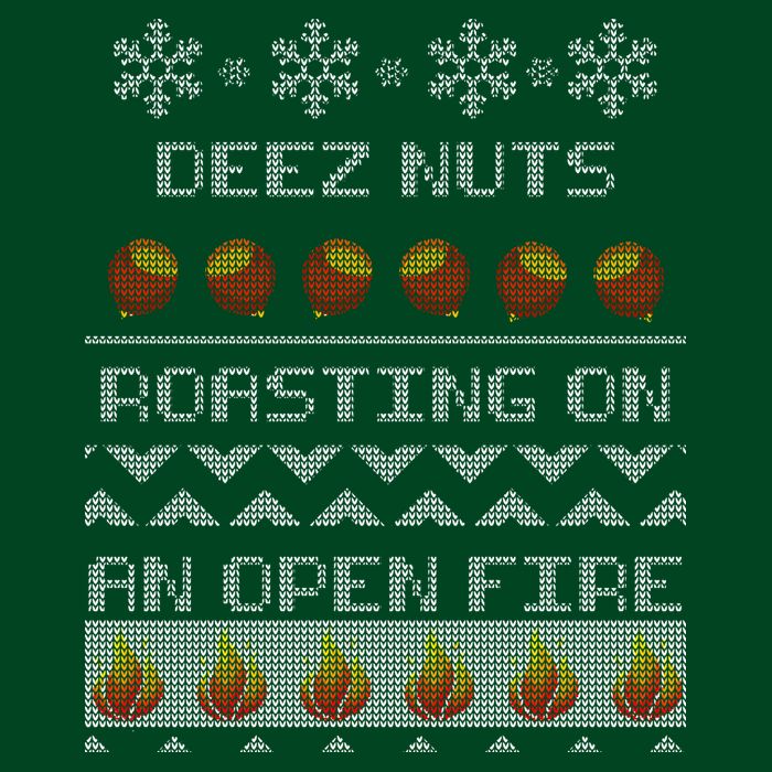 Deez Nuts Roasting On An Open Fire Ugly X-Mas Button