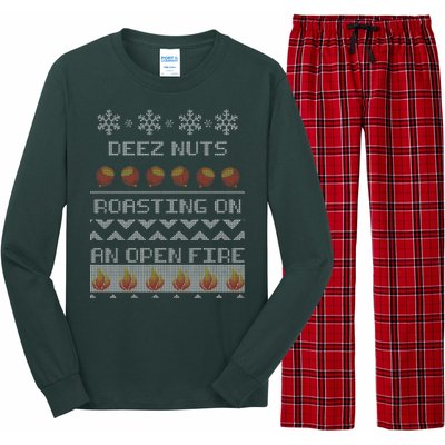 Deez Nuts Roasting On An Open Fire Ugly X-Mas Long Sleeve Pajama Set