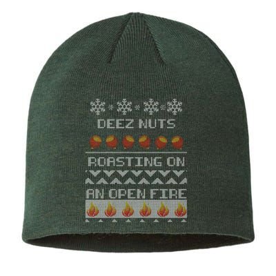 Deez Nuts Roasting On An Open Fire Ugly X-Mas Sustainable Beanie