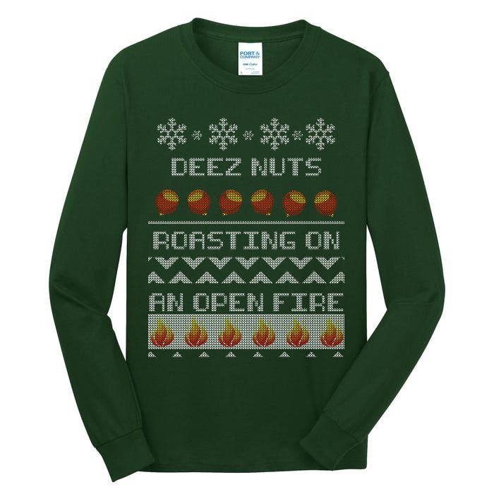 Deez Nuts Roasting On An Open Fire Ugly X-Mas Tall Long Sleeve T-Shirt