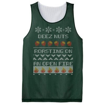 Deez Nuts Roasting On An Open Fire Ugly X-Mas Mesh Reversible Basketball Jersey Tank