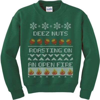 Deez Nuts Roasting On An Open Fire Ugly X-Mas Kids Sweatshirt