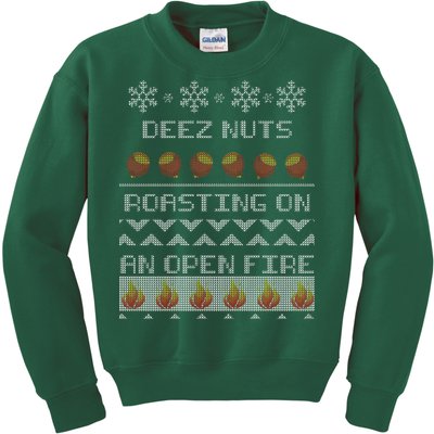 Deez Nuts Roasting On An Open Fire Ugly X-Mas Kids Sweatshirt