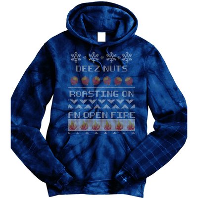 Deez Nuts Roasting On An Open Fire Ugly X-Mas Tie Dye Hoodie