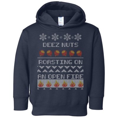 Deez Nuts Roasting On An Open Fire Ugly X-Mas Toddler Hoodie