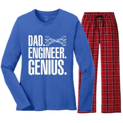 Dad Engineer Funny Mechanic Engineer Fathers Day Gift Women's Long Sleeve Flannel Pajama Set 