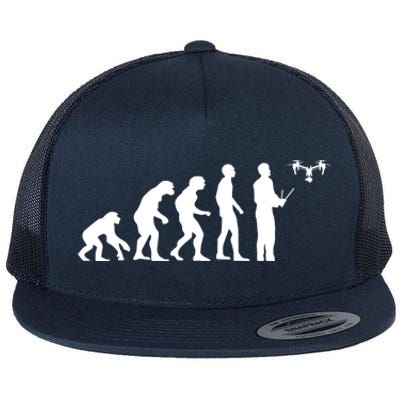 Drone Evolution Funny Quadcopter Drone Pilot Gift Flat Bill Trucker Hat