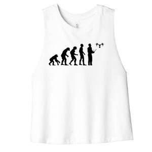 Drone Evolution Funny Quadcopter Drone Pilot Gift Women's Racerback Cropped Tank