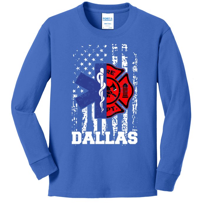 Dallas Emt Firefighter Great Gift Firefighter Emt Fire Cute Gift Kids Long Sleeve Shirt