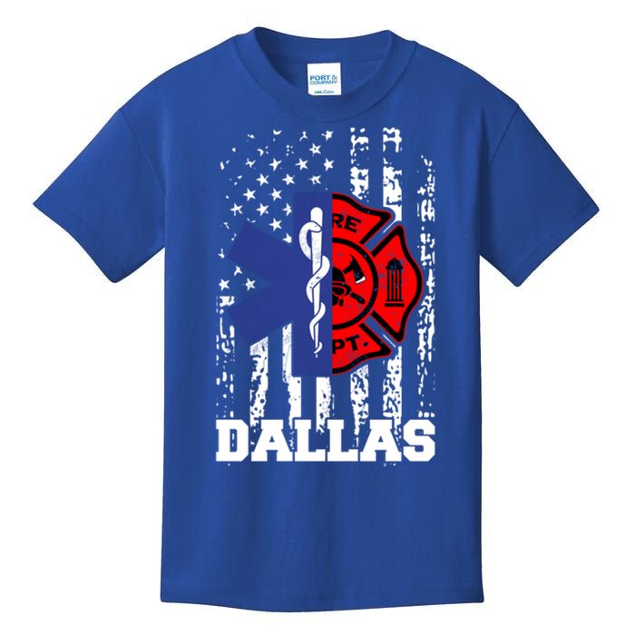 Dallas Emt Firefighter Great Gift Firefighter Emt Fire Cute Gift Kids T-Shirt