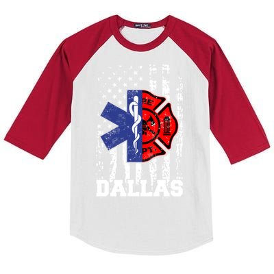 Dallas Emt Firefighter Great Gift Firefighter Emt Fire Cute Gift Kids Colorblock Raglan Jersey