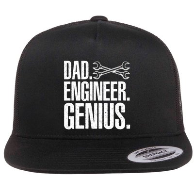 Dad Engineer Funny Mechanic Engineer FatherS Day Gift Flat Bill Trucker Hat
