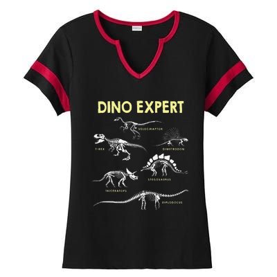 Dino Expert Future Paleontologist Dinosaur Fossil Bones Ladies Halftime Notch Neck Tee